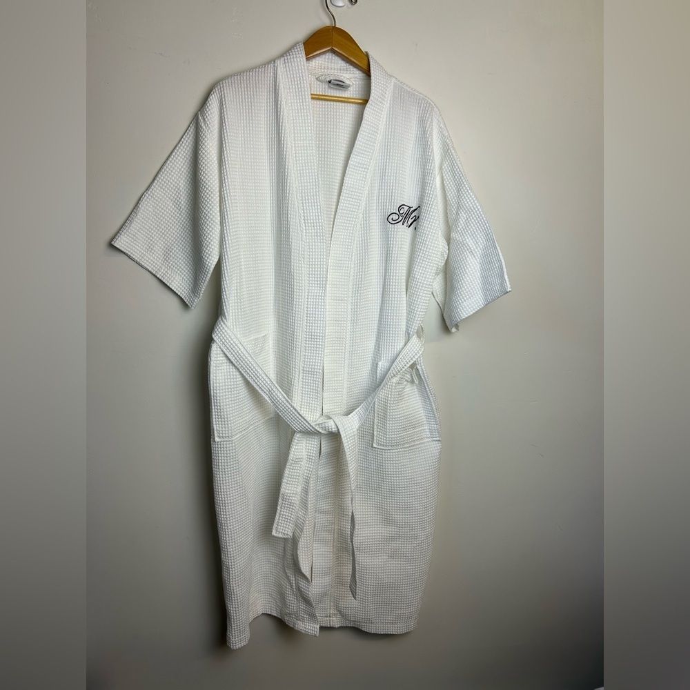 Luxor Egiptian Cotton White Waffle Knit Men's Robe Mr Old Money Luxury Os Minima